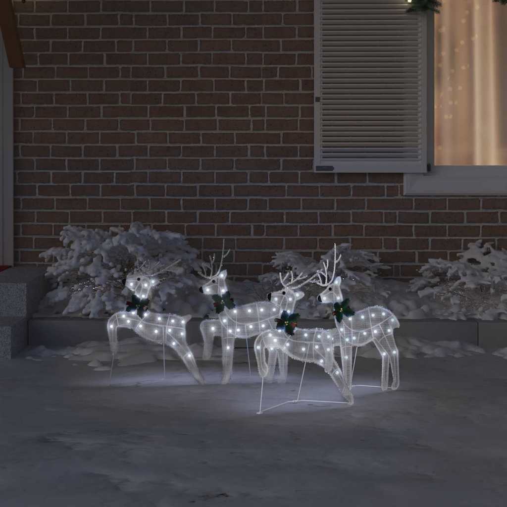 vidaXL LED Reindeers 4 pcs White Fabric