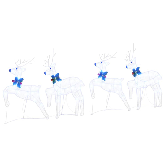 vidaXL LED Reindeers 4 pcs White Fabric