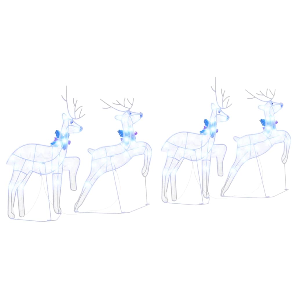 vidaXL LED Reindeers 4 pcs White Fabric