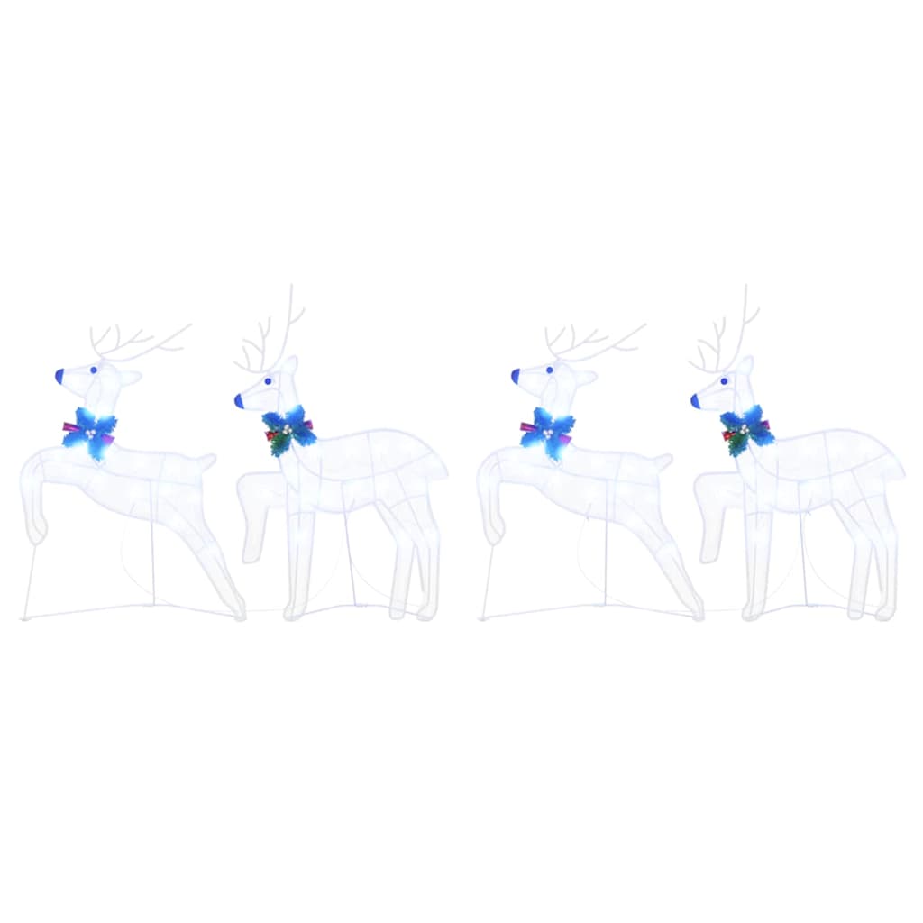 vidaXL LED Reindeers 4 pcs White Fabric