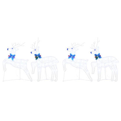 vidaXL LED Reindeers 4 pcs White Fabric