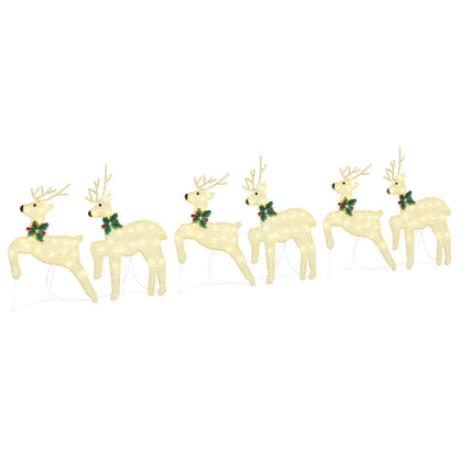 vidaXL LED Reindeers 6 pcs Gold Fabric