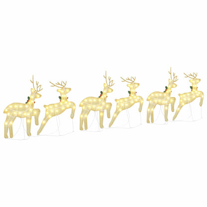 vidaXL LED Reindeers 6 pcs Gold Fabric