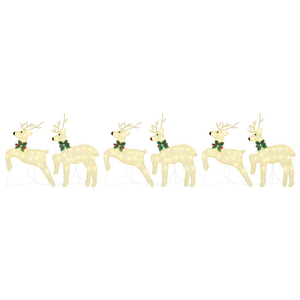 vidaXL LED Reindeers 6 pcs Gold Fabric