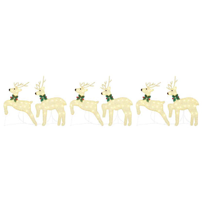 vidaXL LED Reindeers 6 pcs Gold Fabric