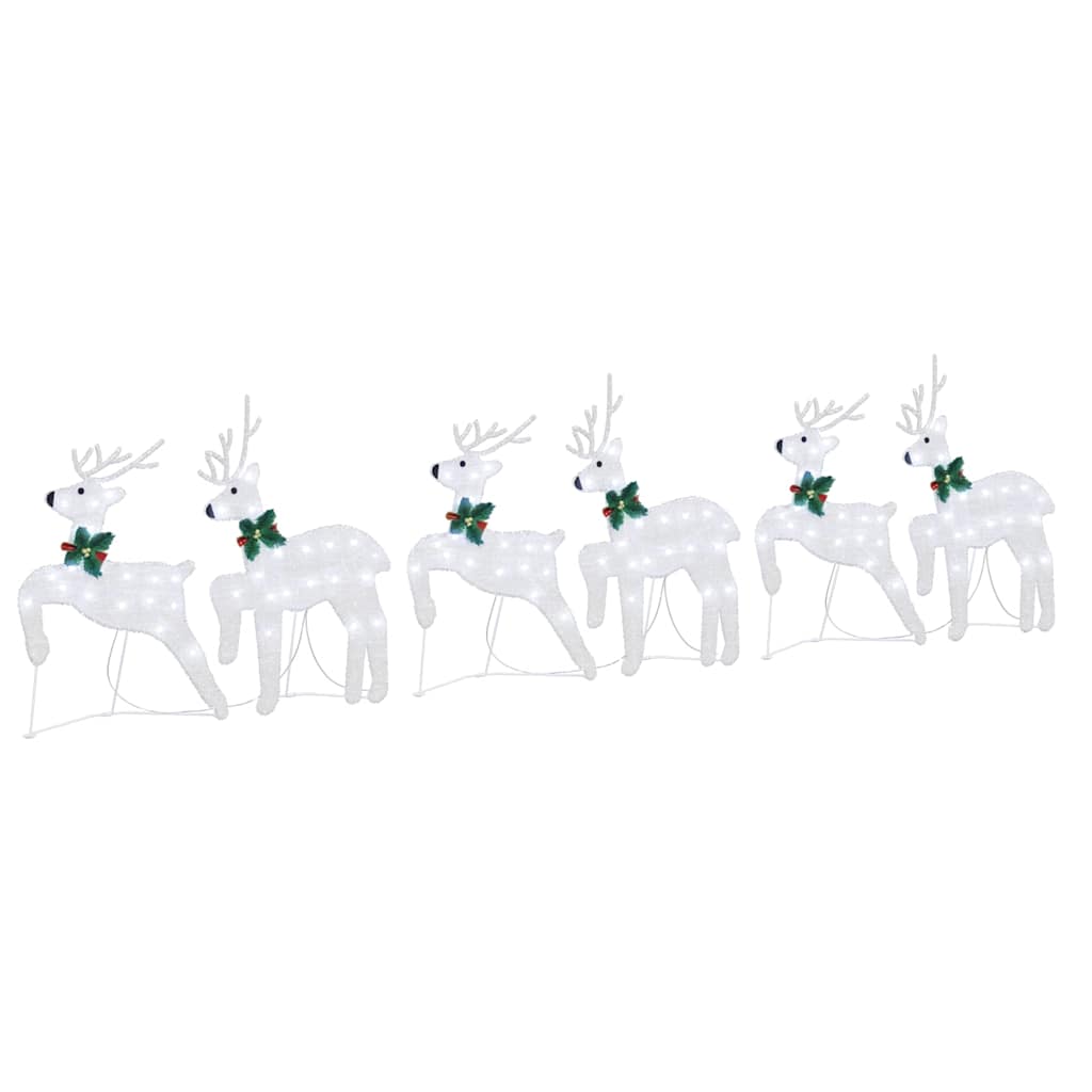 vidaXL LED Reindeers 6 pcs Silver Fabric