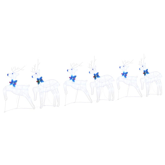 vidaXL LED Reindeers 6 pcs White Fabric