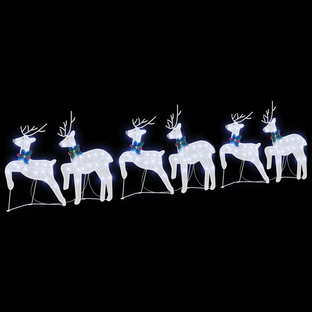vidaXL LED Reindeers 6 pcs White Fabric