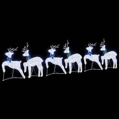 vidaXL LED Reindeers 6 pcs White Fabric