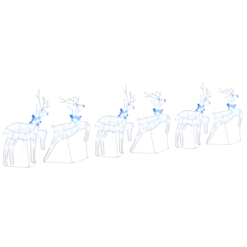 vidaXL LED Reindeers 6 pcs White Fabric