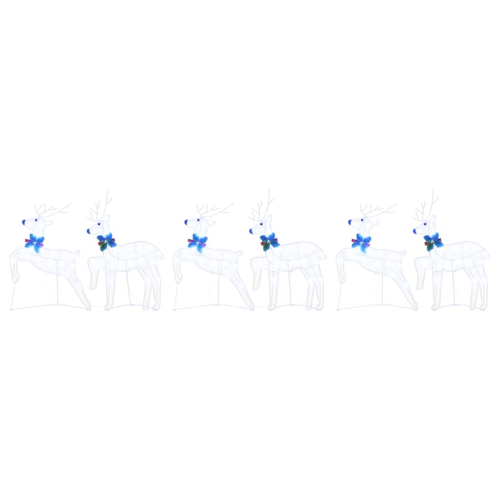 vidaXL LED Reindeers 6 pcs White Fabric