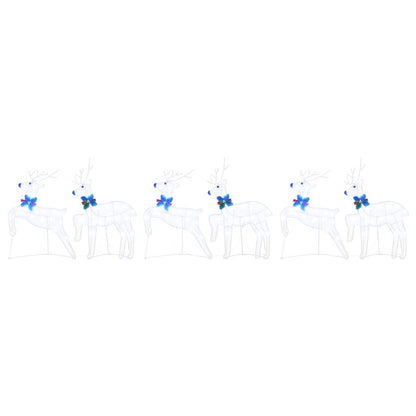 vidaXL LED Reindeers 6 pcs White Fabric