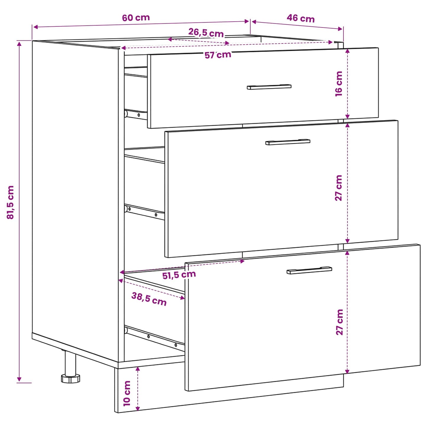 vidaXL Kitchen Base Cabinet with Drawer Black Oak 60 x 46 x 81.5 cm