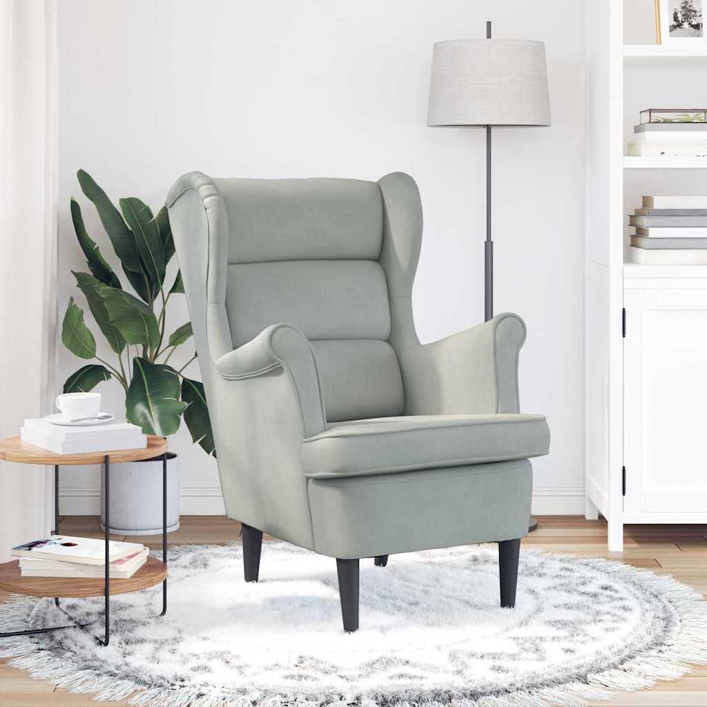 vidaXL Armchair Light grey 71 x 92 x 91 cm Velvet