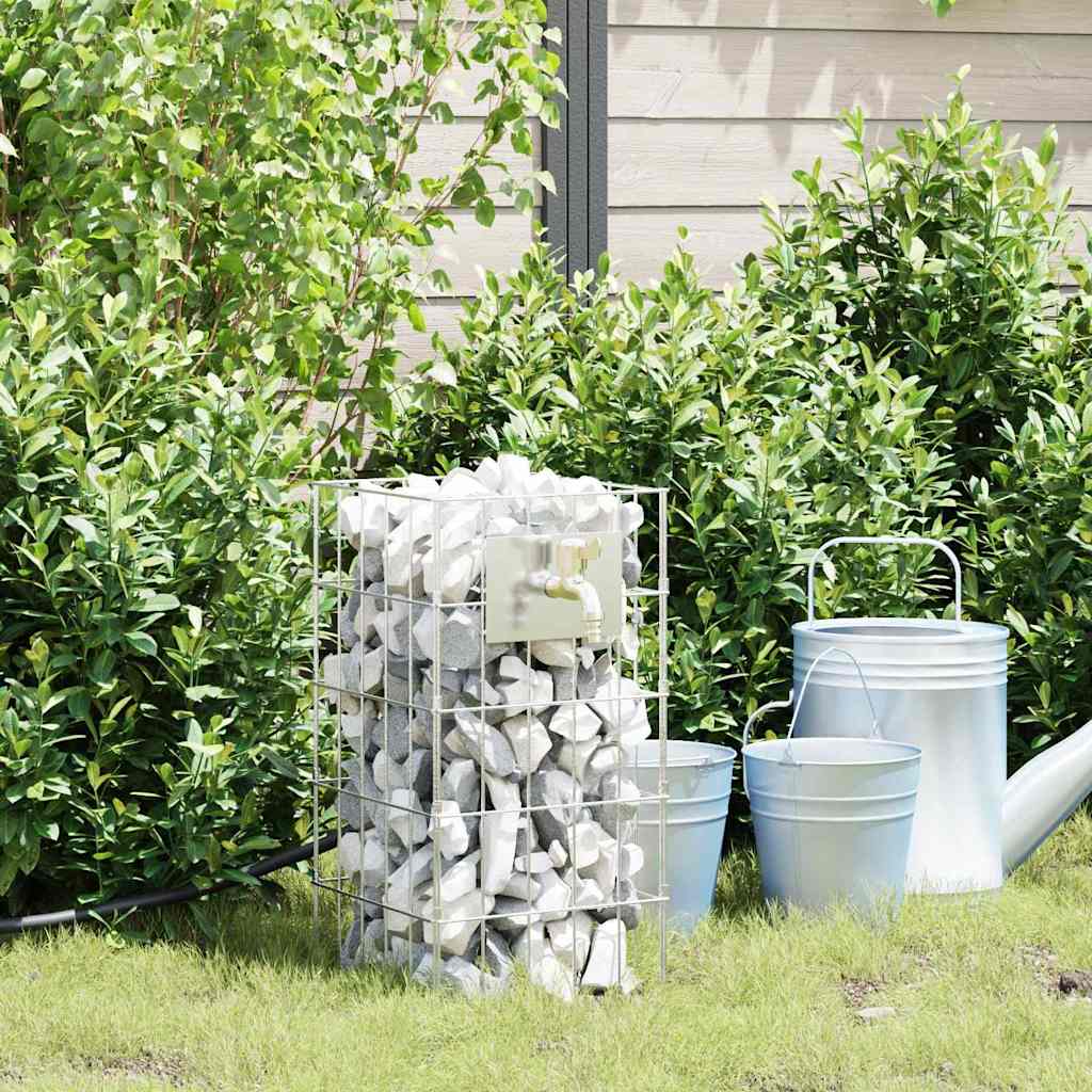 vidaXL Gabion Faucet Silver 26 x 25 x 50 cm Stainless Steel
