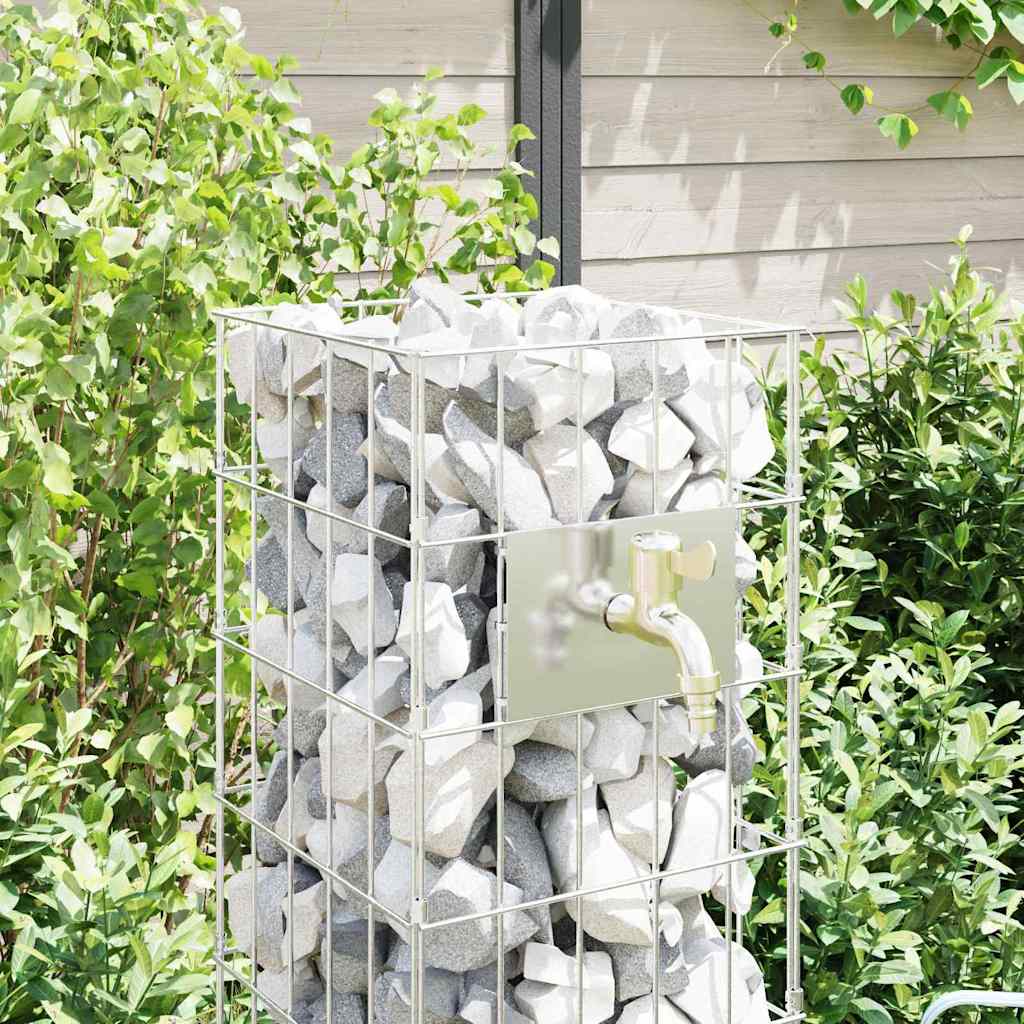 vidaXL Gabion Faucet Silver 25 x 25 x 100 cm Stainless Steel