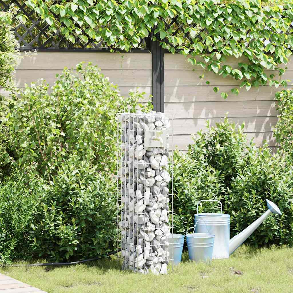 vidaXL Gabion Faucet Silver 25 x 25 x 100 cm Stainless Steel