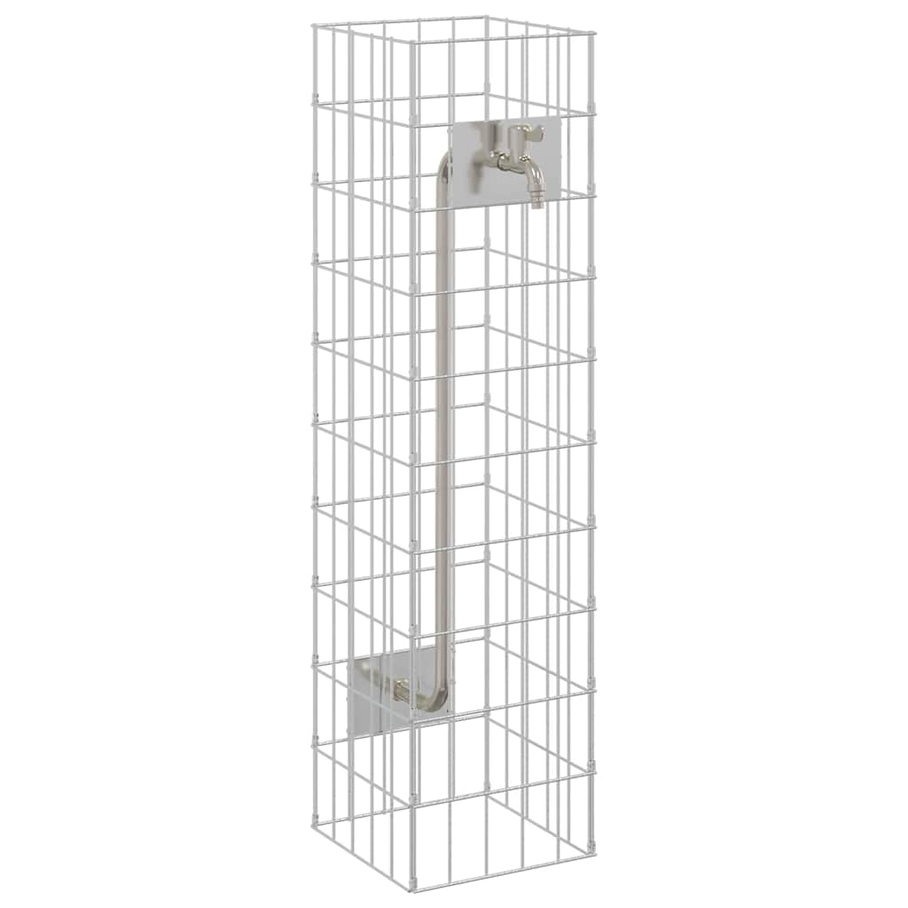 vidaXL Gabion Faucet Silver 25 x 25 x 100 cm Stainless Steel