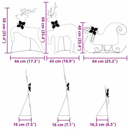 vidaXL LED Reindeers 3 pcs Warm White Fabric