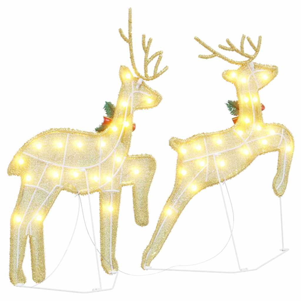 vidaXL LED Reindeers 2 pcs Warm White Fabric