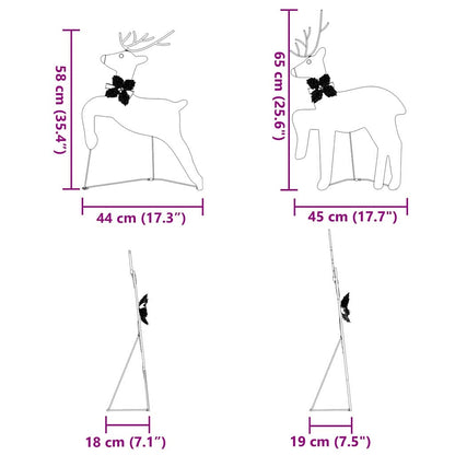 vidaXL LED Reindeers 2 pcs Cold White Fabric