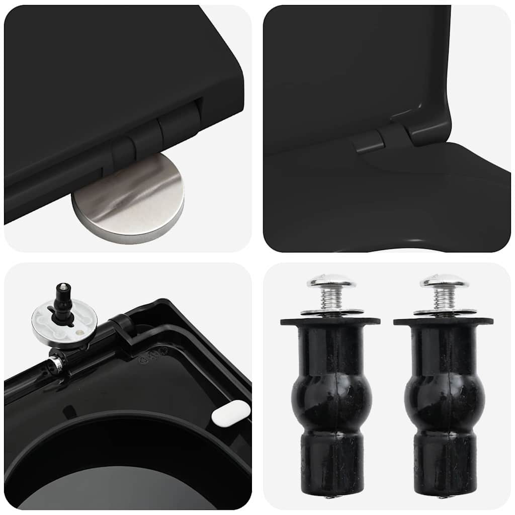 vidaXL Toilet suitable for Seat Black 48 x 36.5 x 4.5 cm Polypropylene