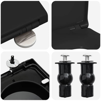 vidaXL Toilet suitable for Seat Black 48 x 36.5 x 4.5 cm Polypropylene