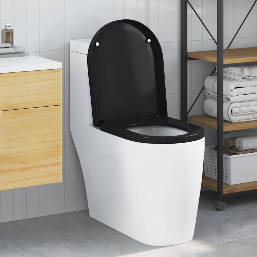 vidaXL Toilet suitable for Seat Black 48 x 36.5 x 4.5 cm Polypropylene