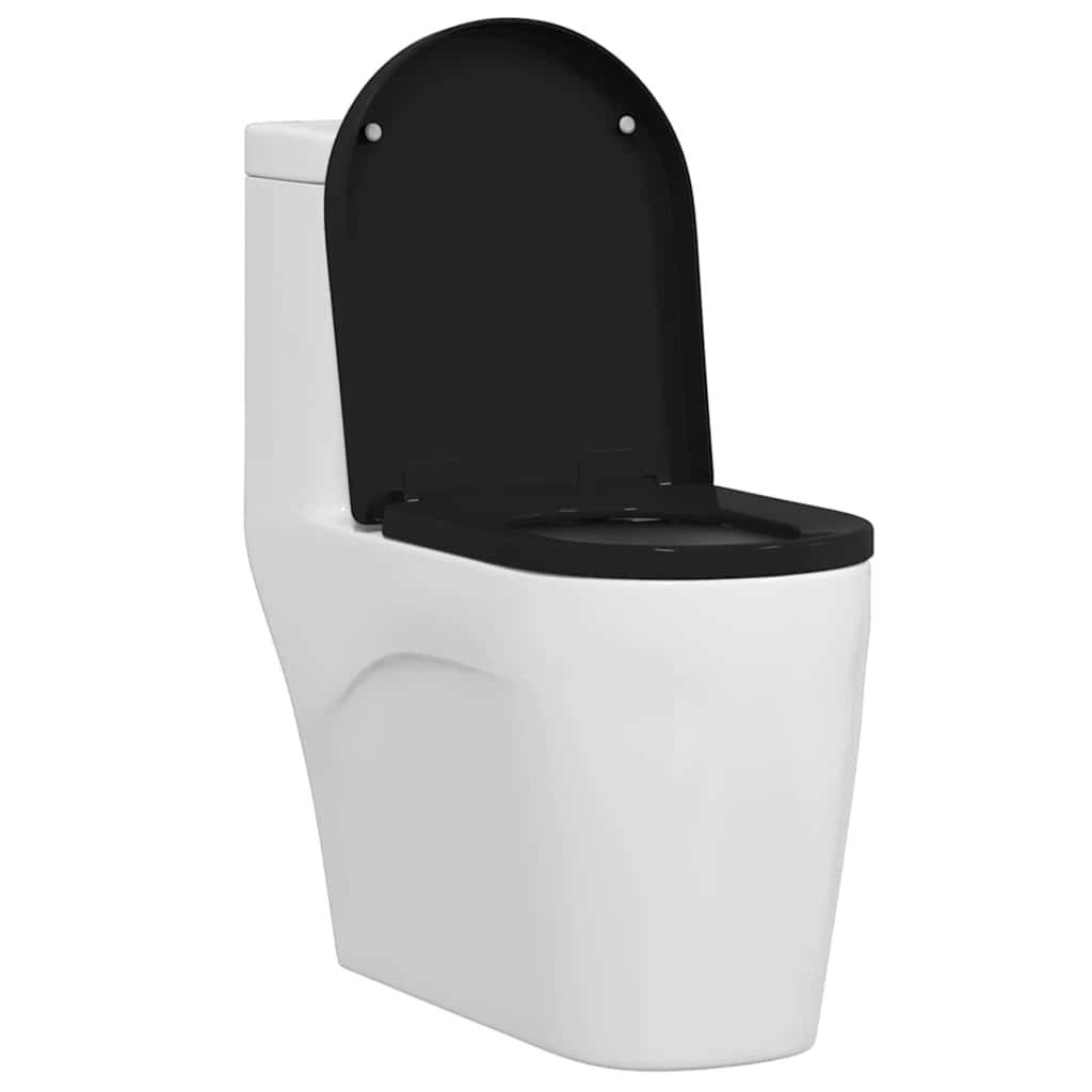vidaXL Toilet Seat Adjustable Black 48 x 36.5 x 4.5 cm Polypropylene