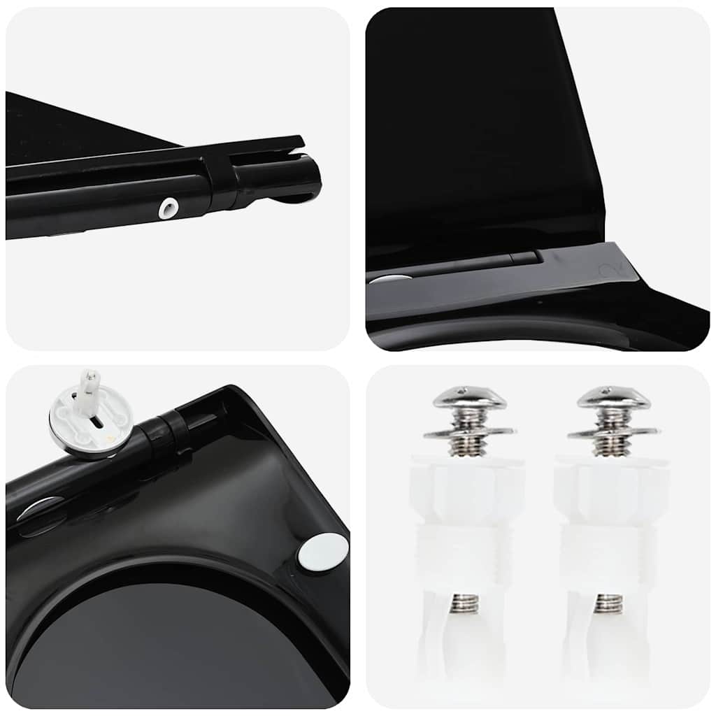 vidaXL Toilet suitable for Seat Black 50 x 36 x 5 cm Polypropylene