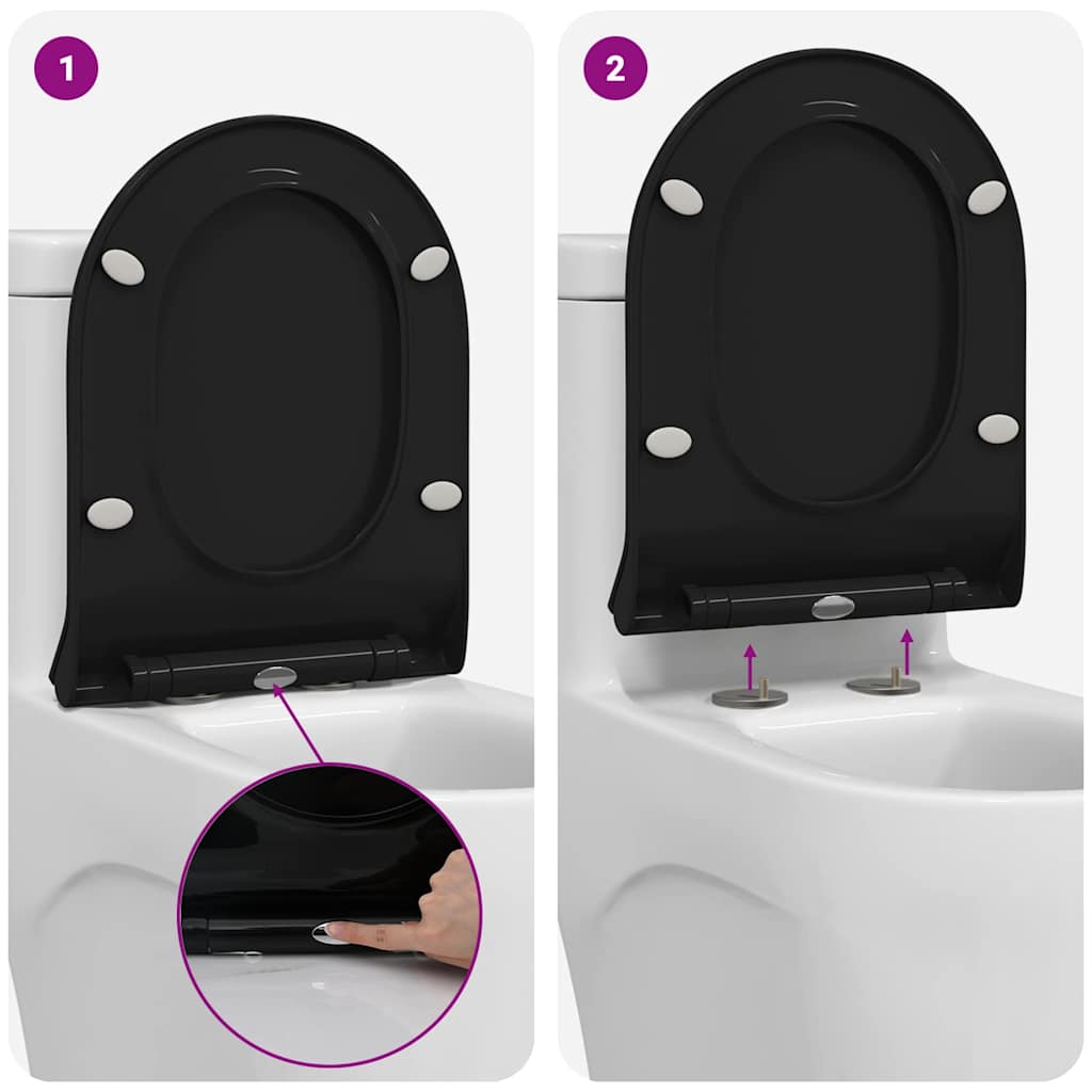 vidaXL Toilet suitable for Seat Black 50 x 36 x 5 cm Polypropylene