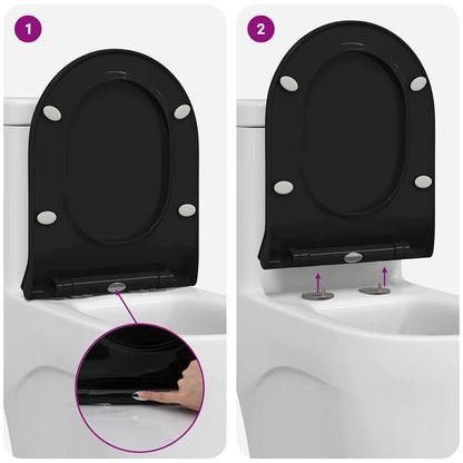 vidaXL Toilet suitable for Seat Black 50 x 36 x 5 cm Polypropylene
