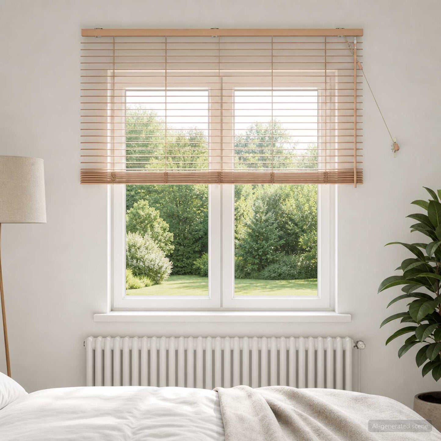 vidaXL Venetian Blind Oak Look 140 x 130 cm 35 mm Solid Paulownia Wood