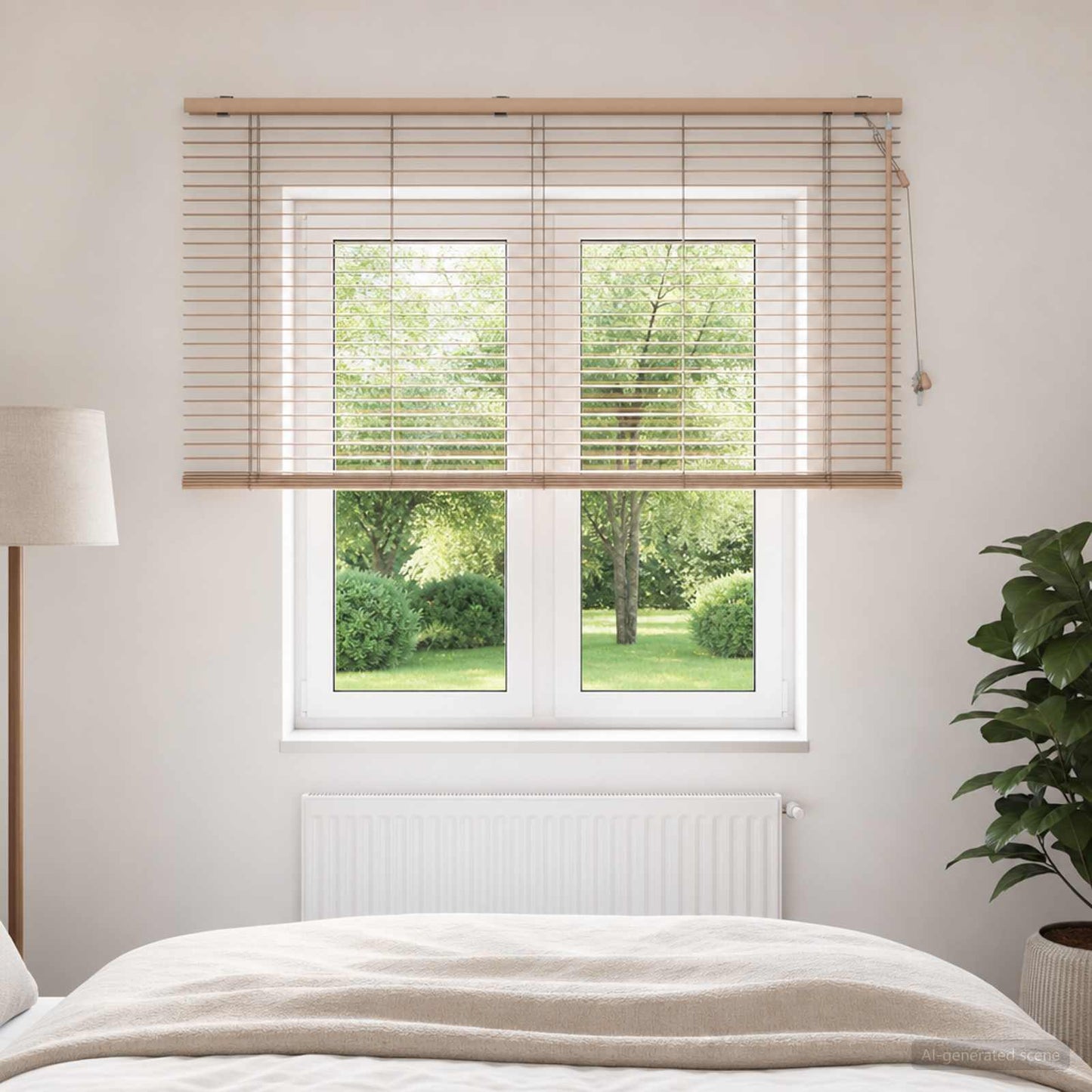vidaXL Venetian Blind Oak Look 150 x 130 cm 35 mm Solid Paulownia Wood
