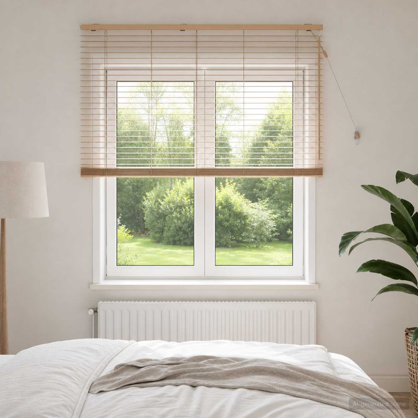 vidaXL Venetian Blind Oak Look 140 x 160 cm 35 mm Solid Paulownia Wood