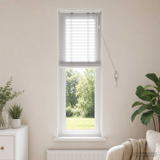 vidaXL Venetian Blind White 50 x 130 cm 35 mm Solid Paulownia Wood