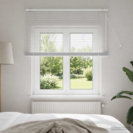 vidaXL Venetian Blind White 140 x 130 cm 35 mm Solid Paulownia Wood