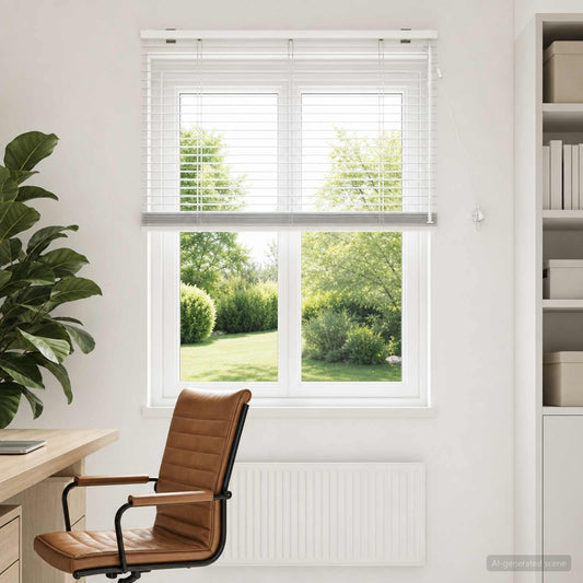 vidaXL Venetian Blind White 85 x 160 cm 35 mm Solid Paulownia Wood