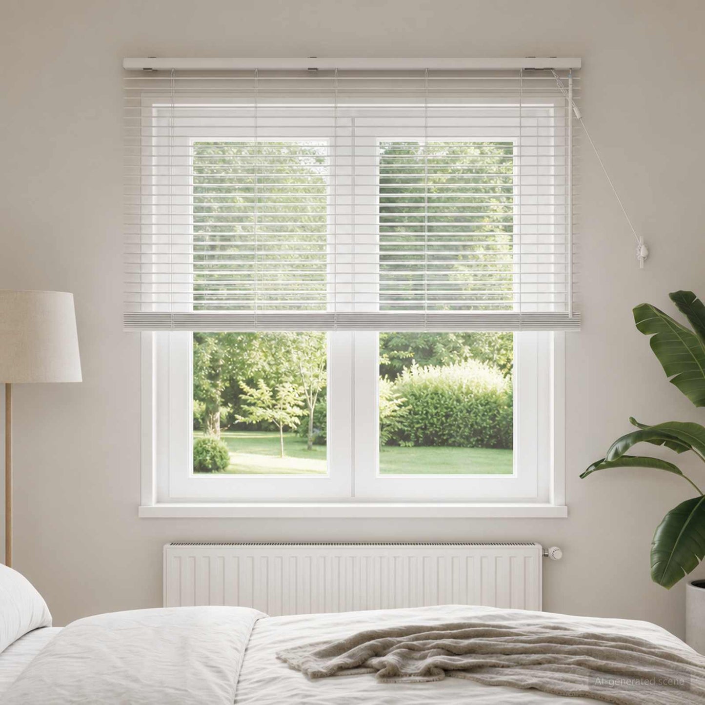 vidaXL Venetian Blind White 125 x 160 cm 35 mm Solid Paulownia Wood