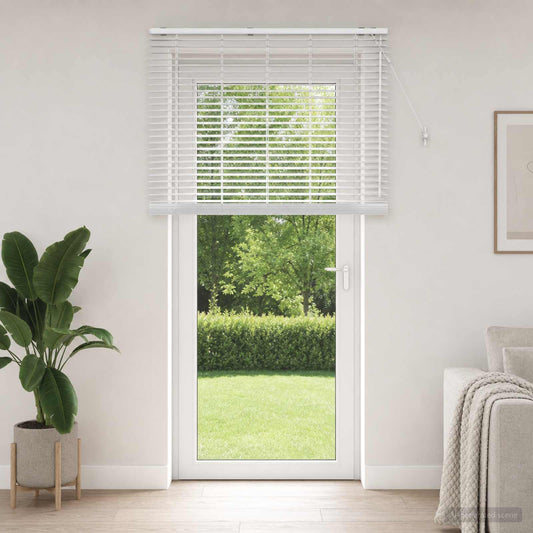 vidaXL Venetian Blind White 140 x 250 cm 35 mm Solid Paulownia Wood