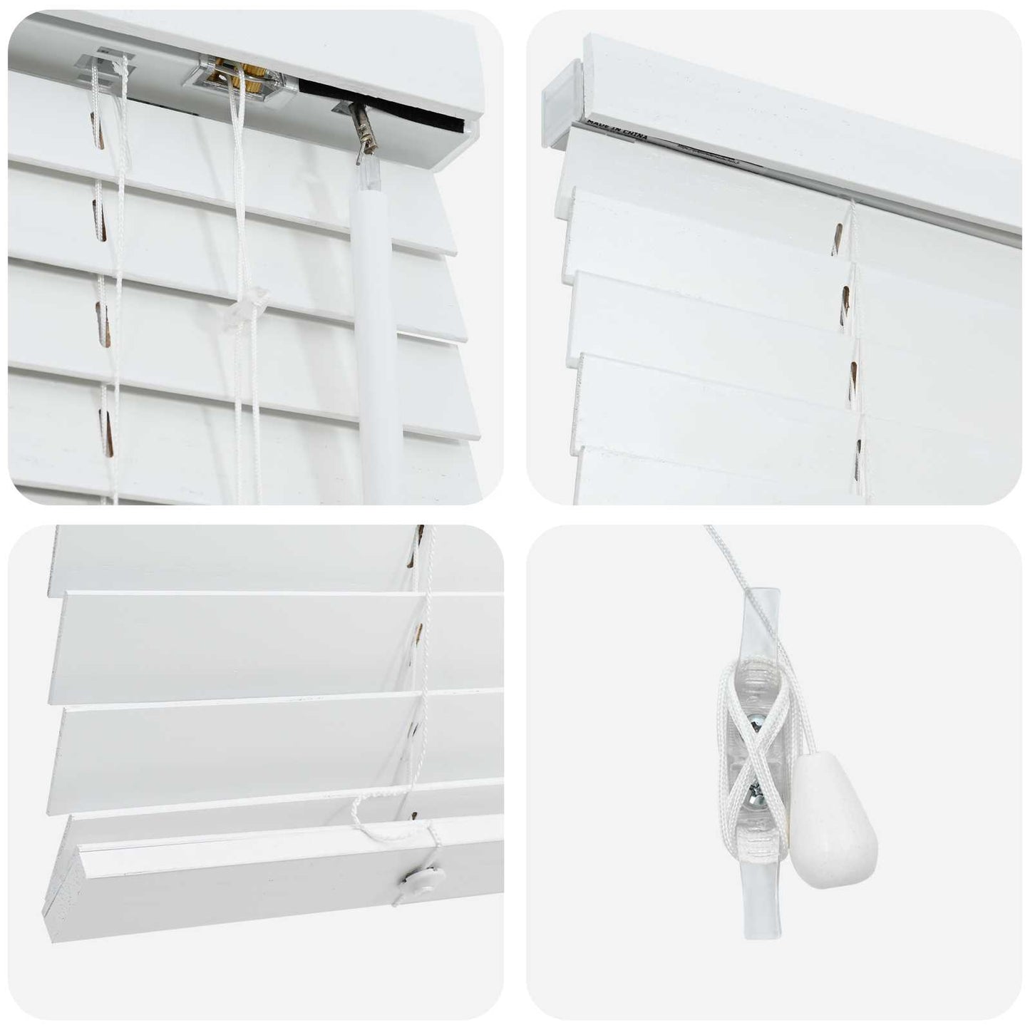 vidaXL Venetian Blind White 135 x 250 cm 35 mm Solid Paulownia Wood