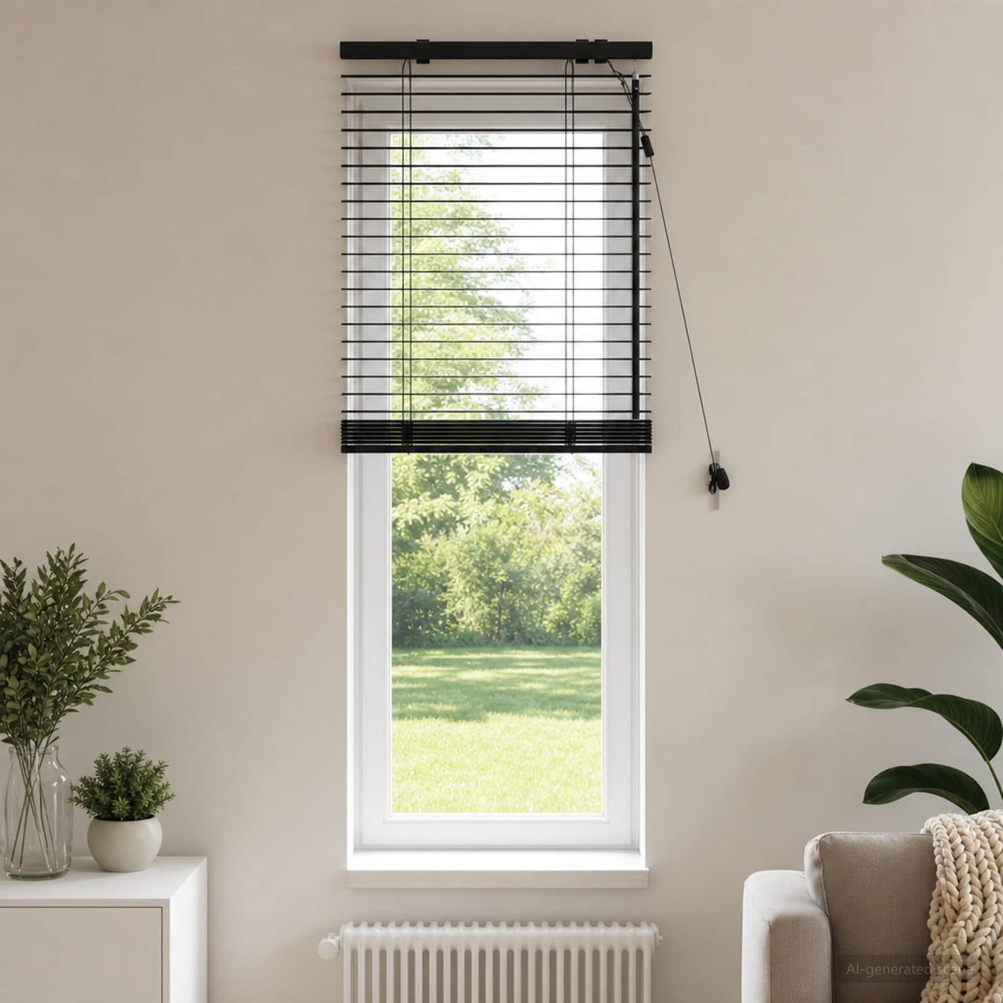 vidaXL Venetian Blind Black 65 x 130 cm 35 mm Solid Paulownia Wood