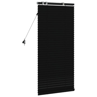 vidaXL Venetian Blind Black 60 x 130 cm 35 mm Solid Paulownia Wood