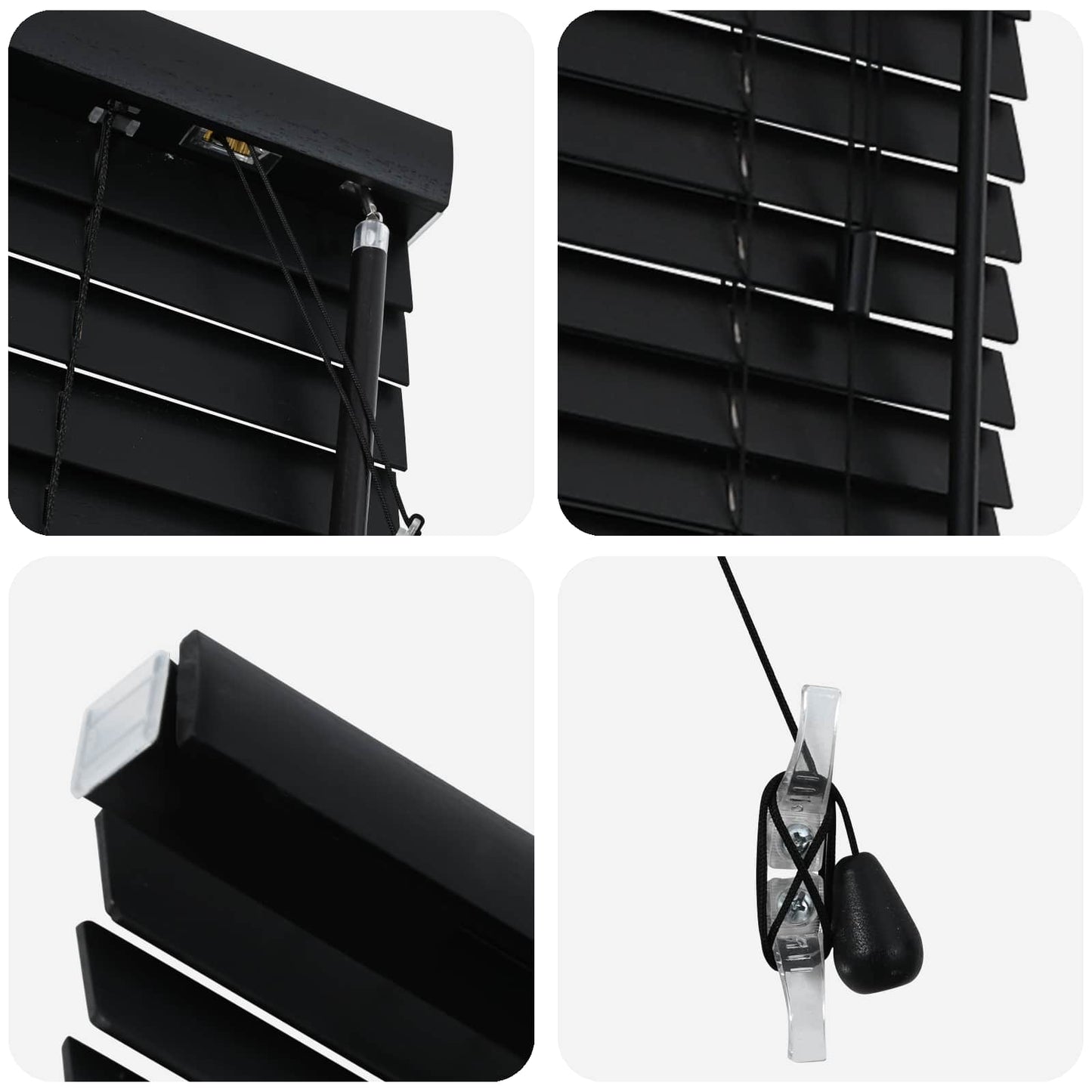 vidaXL Venetian Blind Black 70 x 130 cm 35 mm Solid Paulownia Wood