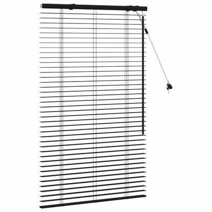 vidaXL Venetian Blind Black 90 x 130 cm 35 mm Solid Paulownia Wood