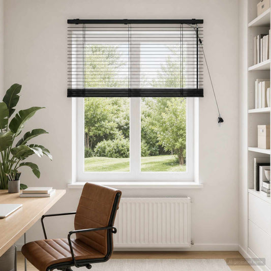 vidaXL Venetian Blind Black 105 x 130 cm 35 mm Solid Paulownia Wood