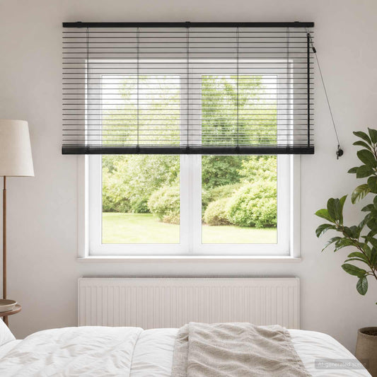 vidaXL Venetian Blind Black 135 x 130 cm 35 mm Solid Paulownia Wood