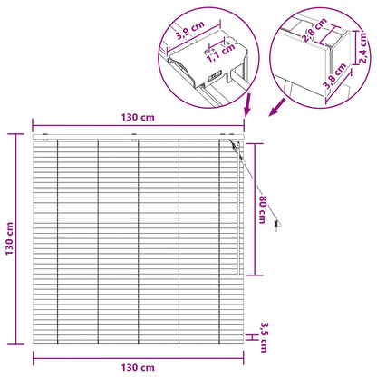 vidaXL Venetian Blind Black 130 x 130 cm 35 mm Solid Paulownia Wood