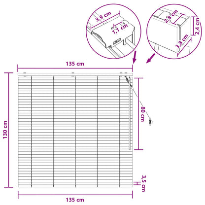 vidaXL Venetian Blind Black 135 x 130 cm 35 mm Solid Paulownia Wood