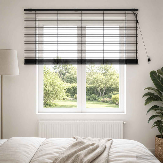 vidaXL Venetian Blind Black 155 x 130 cm 35 mm Solid Paulownia Wood